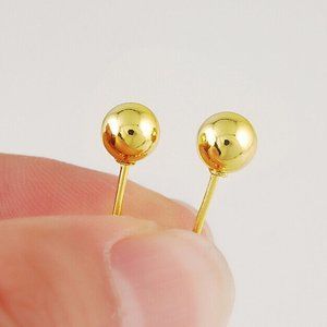 Mens 18K Yellow Gold Filled 6mm Ball Stud Earrings Party Gift